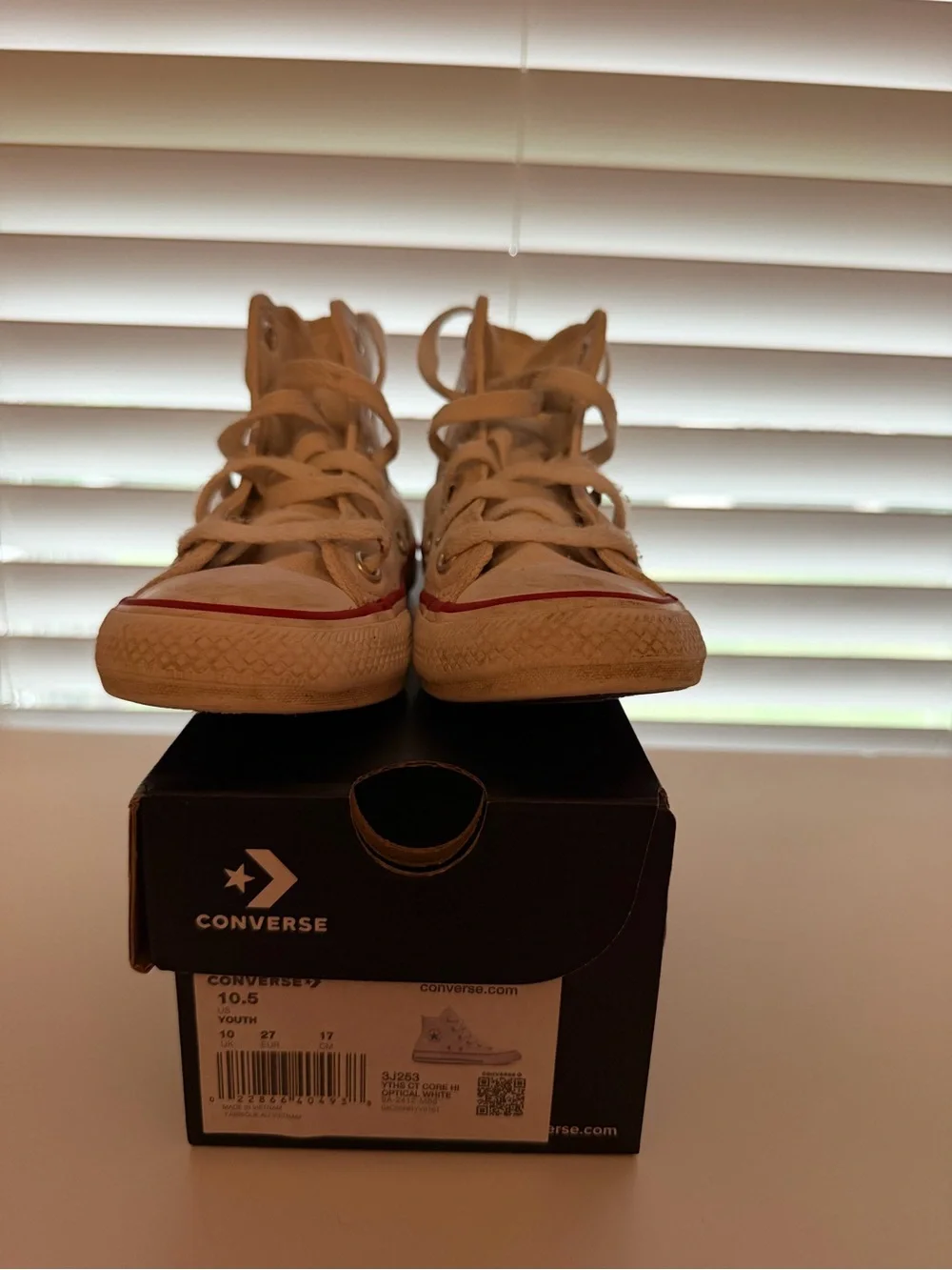 Converse Toddler High Top Sneakers in Off-White with Red Accent